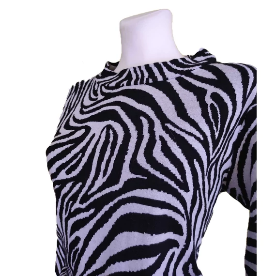 Nala zebra mintás magas nyakú női felső (méret: 40)