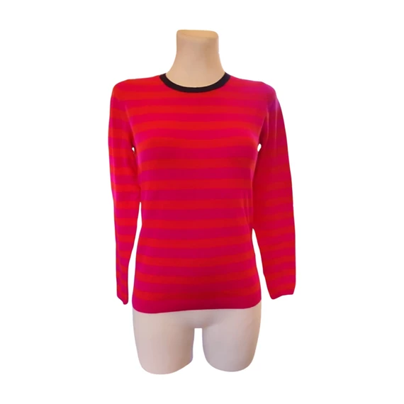 Montego rózsaszín csíkos női pulóver