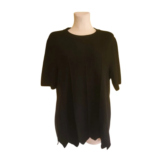 COS fekete rövid ujjú gyapjú pulóver 