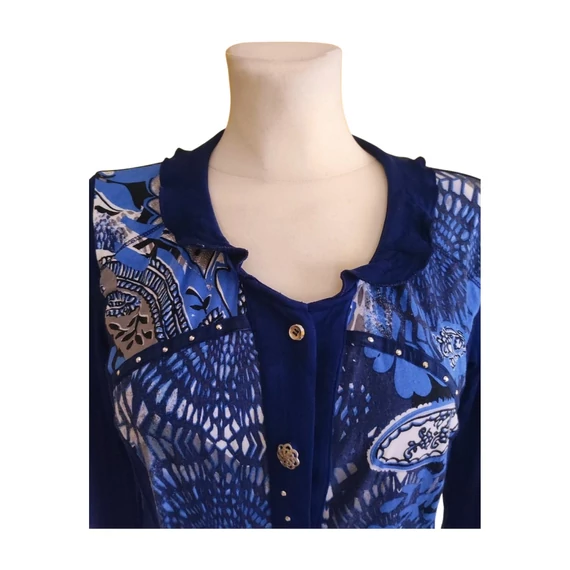 Crisca sötétkék mintás női kardigán