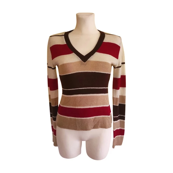 Hennes barna csíkos vékony női pulóver 