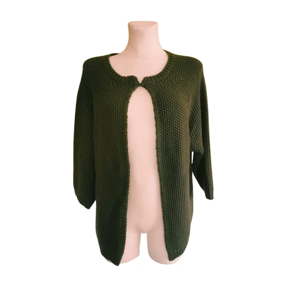 Sötétzöld kötött női kardigán 