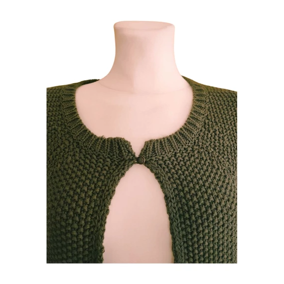 Sötétzöld kötött női kardigán 