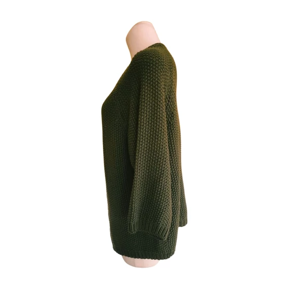 Sötétzöld kötött női kardigán