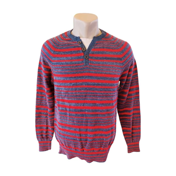 C&A szürke-piros csíkos férfi pulóver